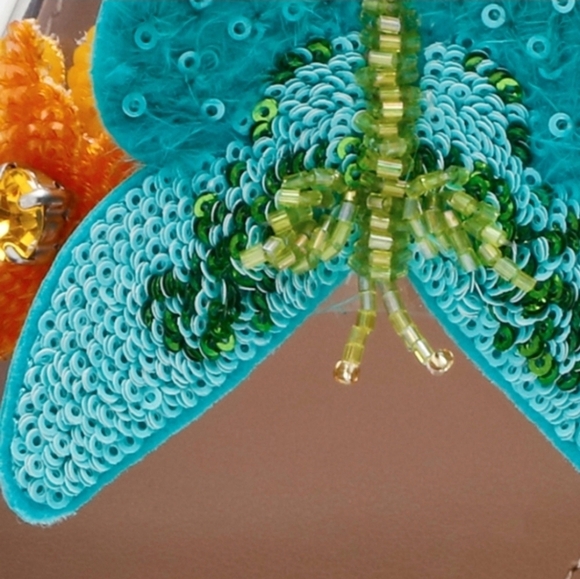 💙🔹️ Betsey Johnson🔹️ Kamilla Sequin Butterfly Clear Lucite Pumps - Picture 9 of 9